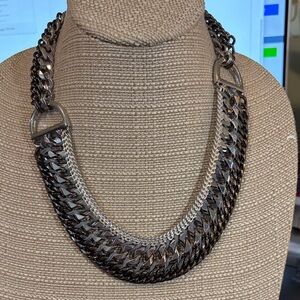 Stella & Dot Silver and Black Layered Necklace